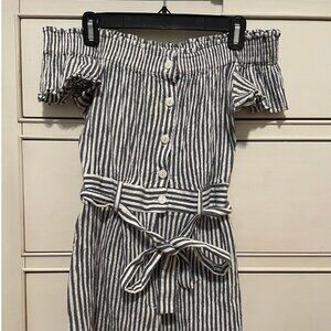 blue striped romper